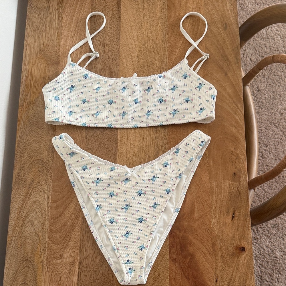 Frankie's Bikinis Blue Floral Bikini Set